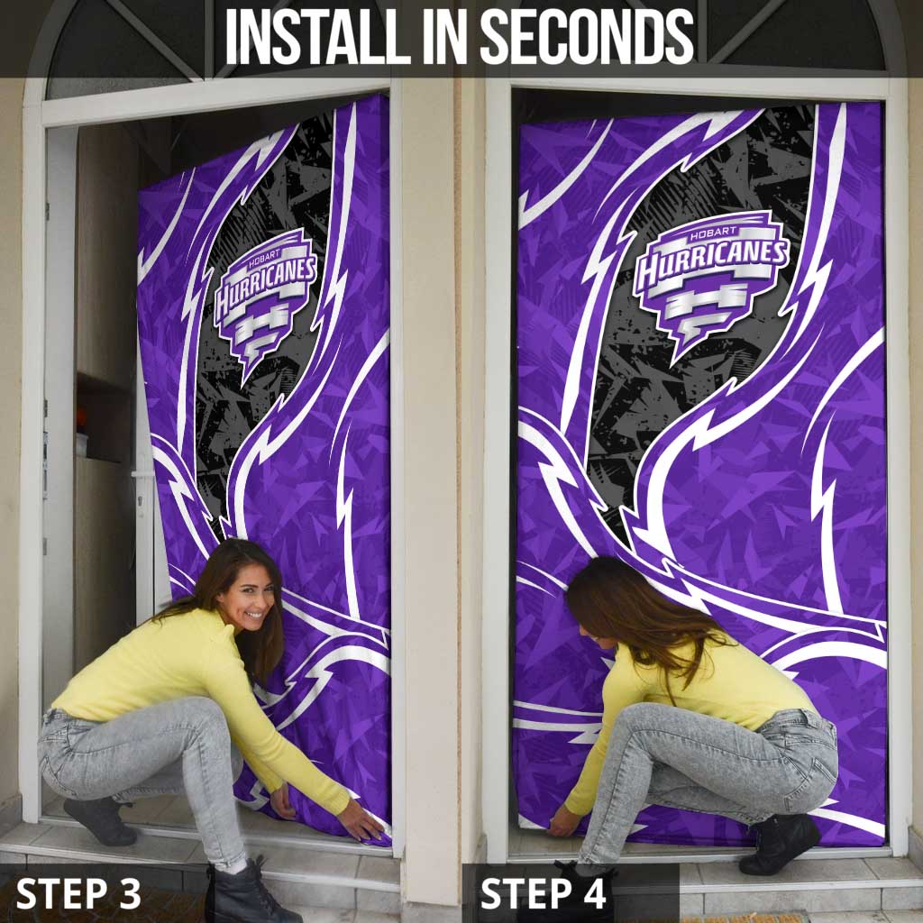 Hobart Hurricanes Door Cover Flaming Lightning Storm Geometric Sports Mascot Art