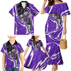 Hobart Hurricanes Family Matching Mermaid Dress and Hawaiian Shirt Flaming Lightning Storm Geometric Sports Mascot Art