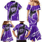 Hobart Hurricanes Family Matching Mermaid Dress and Hawaiian Shirt Flaming Lightning Storm Geometric Sports Mascot Art