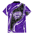 Hobart Hurricanes Family Matching Off The Shoulder Long Sleeve Dress and Hawaiian Shirt Flaming Lightning Storm Geometric Sports Mascot Art