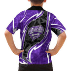 Hobart Hurricanes Family Matching Off Shoulder Short Dress and Hawaiian Shirt Flaming Lightning Storm Geometric Sports Mascot Art