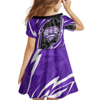 Hobart Hurricanes Family Matching Off Shoulder Short Dress and Hawaiian Shirt Flaming Lightning Storm Geometric Sports Mascot Art