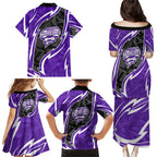 Hobart Hurricanes Family Matching Puletasi and Hawaiian Shirt Flaming Lightning Storm Geometric Sports Mascot Art