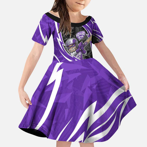 Hobart Hurricanes Family Matching Summer Maxi Dress and Hawaiian Shirt Flaming Lightning Storm Geometric Sports Mascot Art