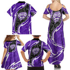 Hobart Hurricanes Family Matching Summer Maxi Dress and Hawaiian Shirt Flaming Lightning Storm Geometric Sports Mascot Art
