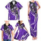 Hobart Hurricanes Family Matching Tank Maxi Dress and Hawaiian Shirt Flaming Lightning Storm Geometric Sports Mascot Art