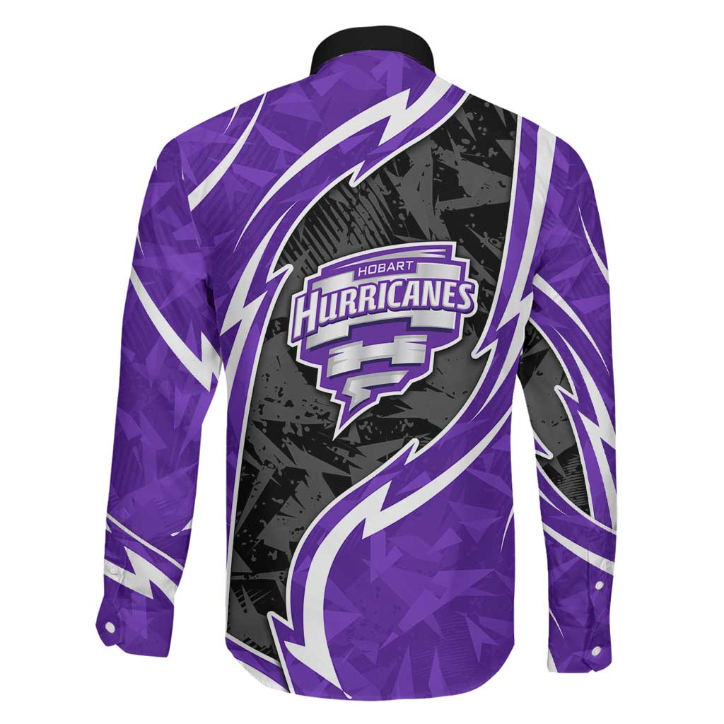 Hobart Hurricanes Family Matching Tank Maxi Dress and Hawaiian Shirt Flaming Lightning Storm Geometric Sports Mascot Art
