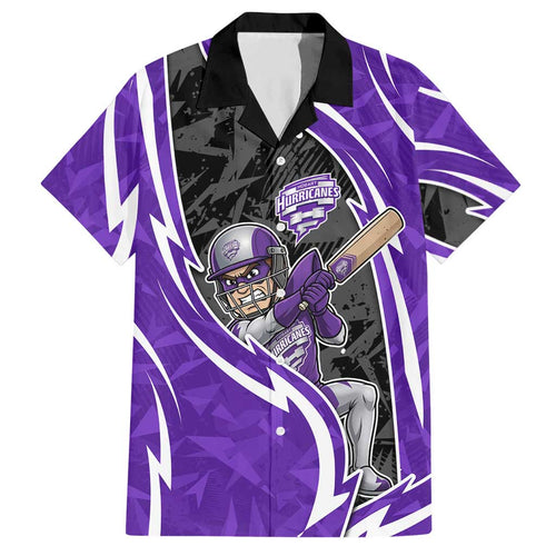 Hobart Hurricanes Hawaiian Shirt Flaming Lightning Storm Geometric Sports Mascot Art