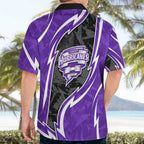 Hobart Hurricanes Hawaiian Shirt Flaming Lightning Storm Geometric Sports Mascot Art