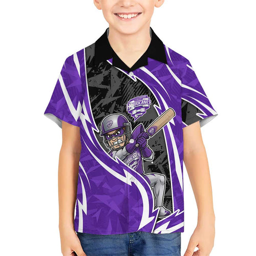 Hobart Hurricanes Hawaiian Shirt Flaming Lightning Storm Geometric Sports Mascot Art