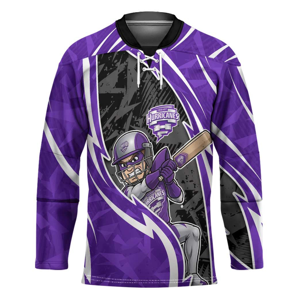 Hobart Hurricanes Hockey Jersey Flaming Lightning Storm Geometric Sports Mascot Art