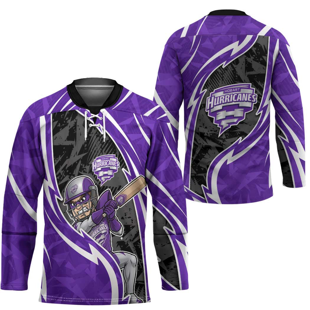 Hobart Hurricanes Hockey Jersey Flaming Lightning Storm Geometric Sports Mascot Art