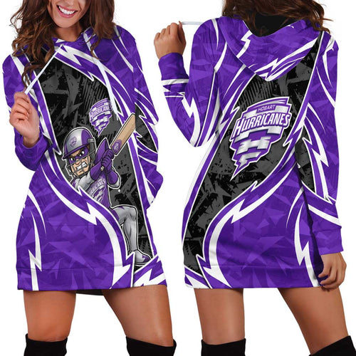 Hobart Hurricanes Hoodie Dress Flaming Lightning Storm Geometric Sports Mascot Art