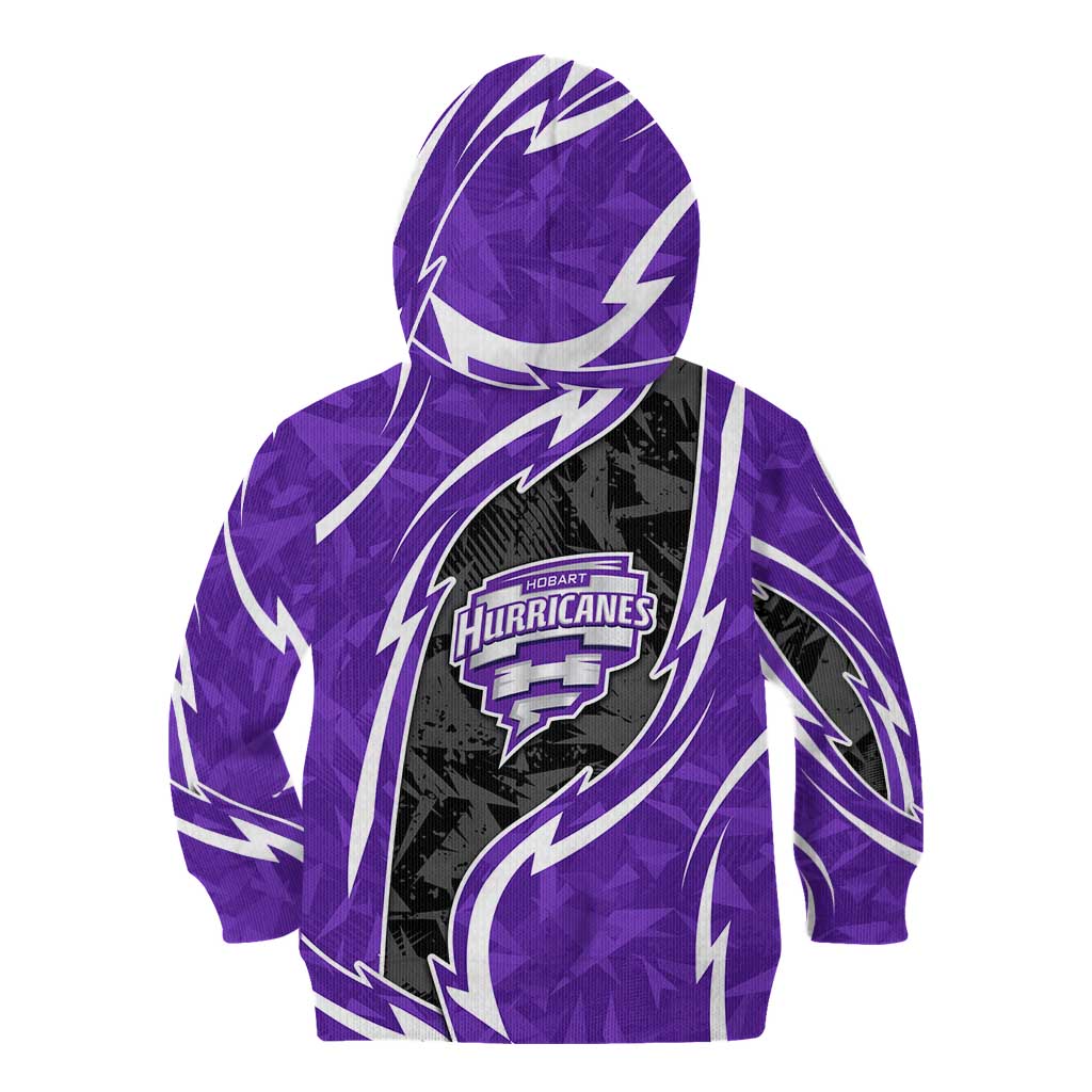 Hobart Hurricanes Kid Hoodie Flaming Lightning Storm Geometric Sports Mascot Art