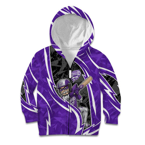 Hobart Hurricanes Kid Hoodie Flaming Lightning Storm Geometric Sports Mascot Art