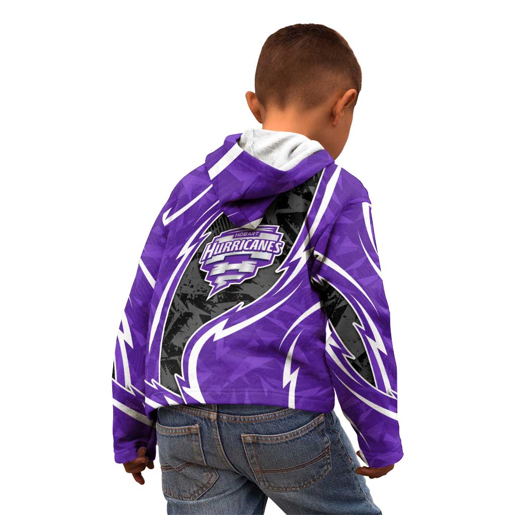 Hobart Hurricanes Kid Hoodie Flaming Lightning Storm Geometric Sports Mascot Art
