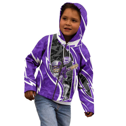 Hobart Hurricanes Kid Hoodie Flaming Lightning Storm Geometric Sports Mascot Art