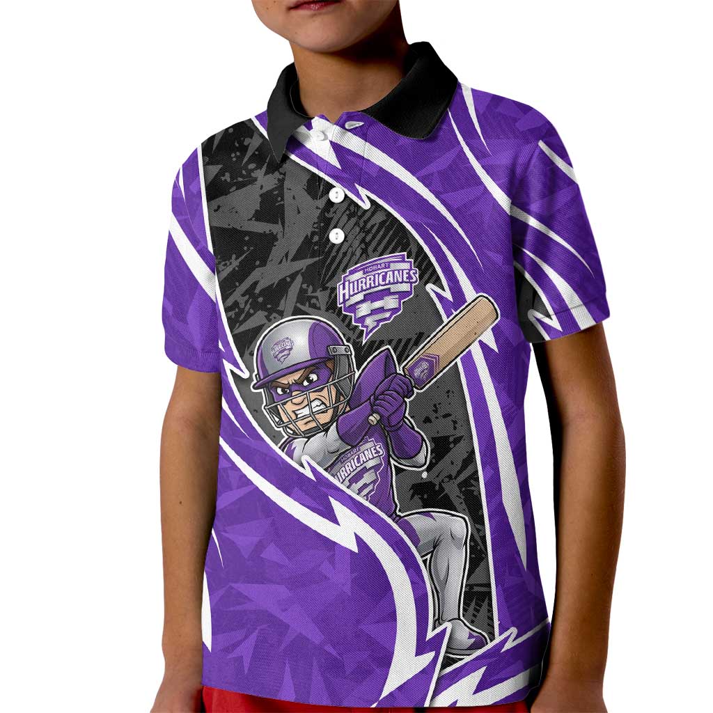 Hobart Hurricanes Kid Polo Shirt Flaming Lightning Storm Geometric Sports Mascot Art