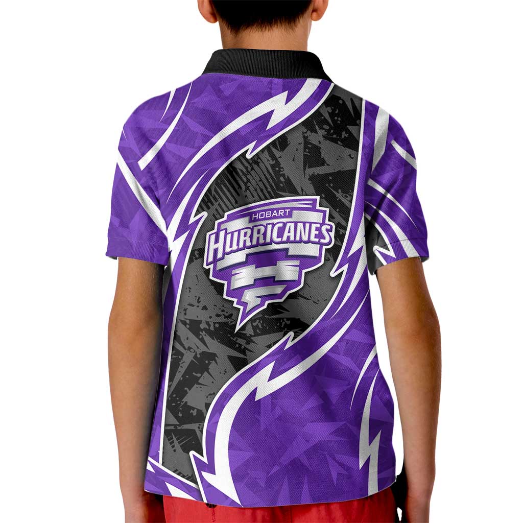 Hobart Hurricanes Kid Polo Shirt Flaming Lightning Storm Geometric Sports Mascot Art