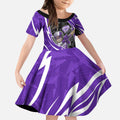 Hobart Hurricanes Kid Short Sleeve Dress Flaming Lightning Storm Geometric Sports Mascot Art