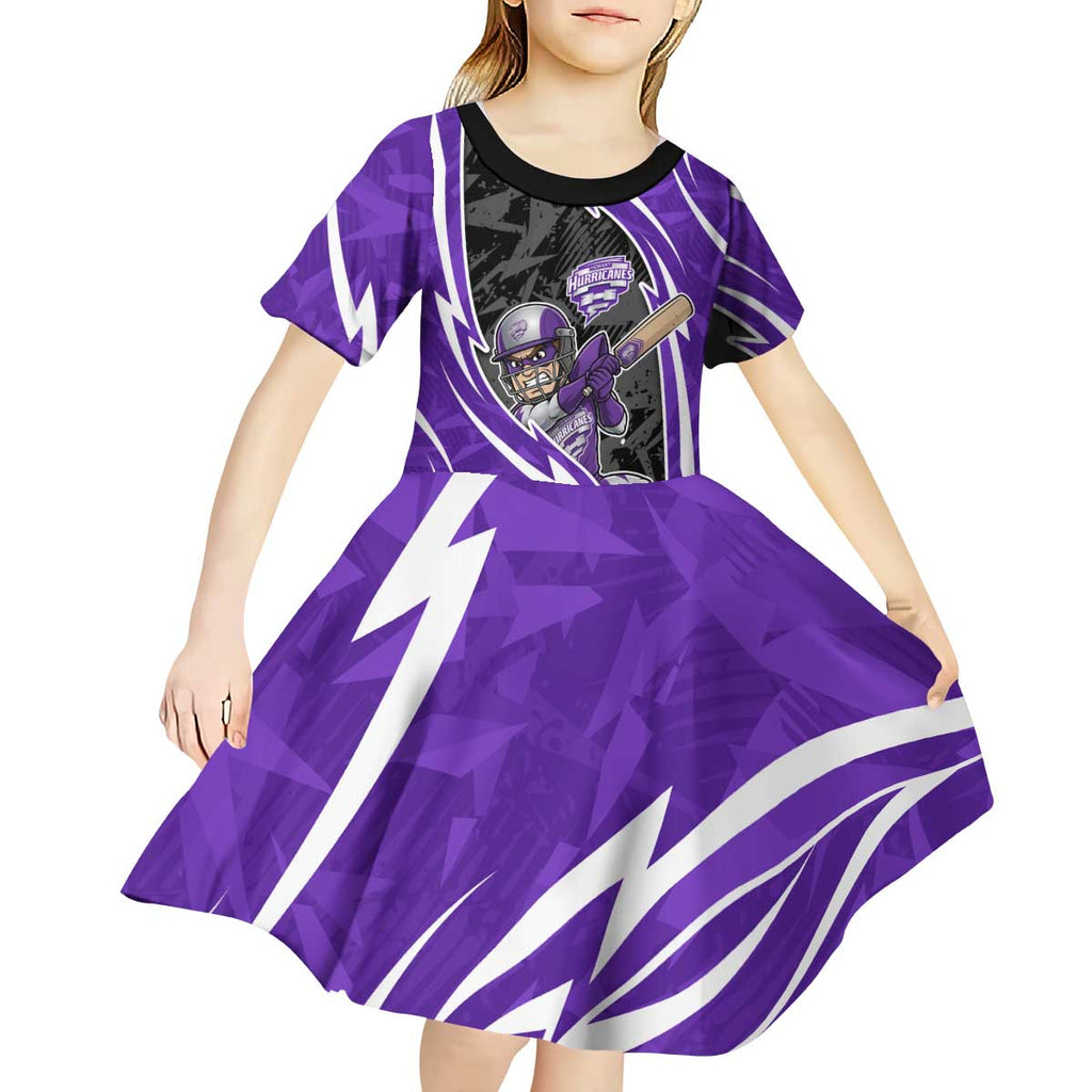 Hobart Hurricanes Kid Short Sleeve Dress Flaming Lightning Storm Geometric Sports Mascot Art