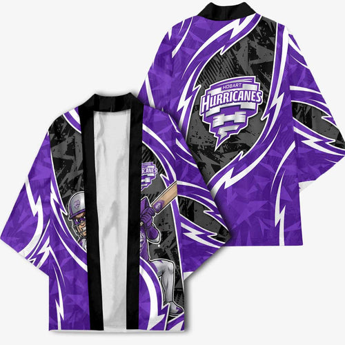 Hobart Hurricanes Kimono Flaming Lightning Storm Geometric Sports Mascot Art