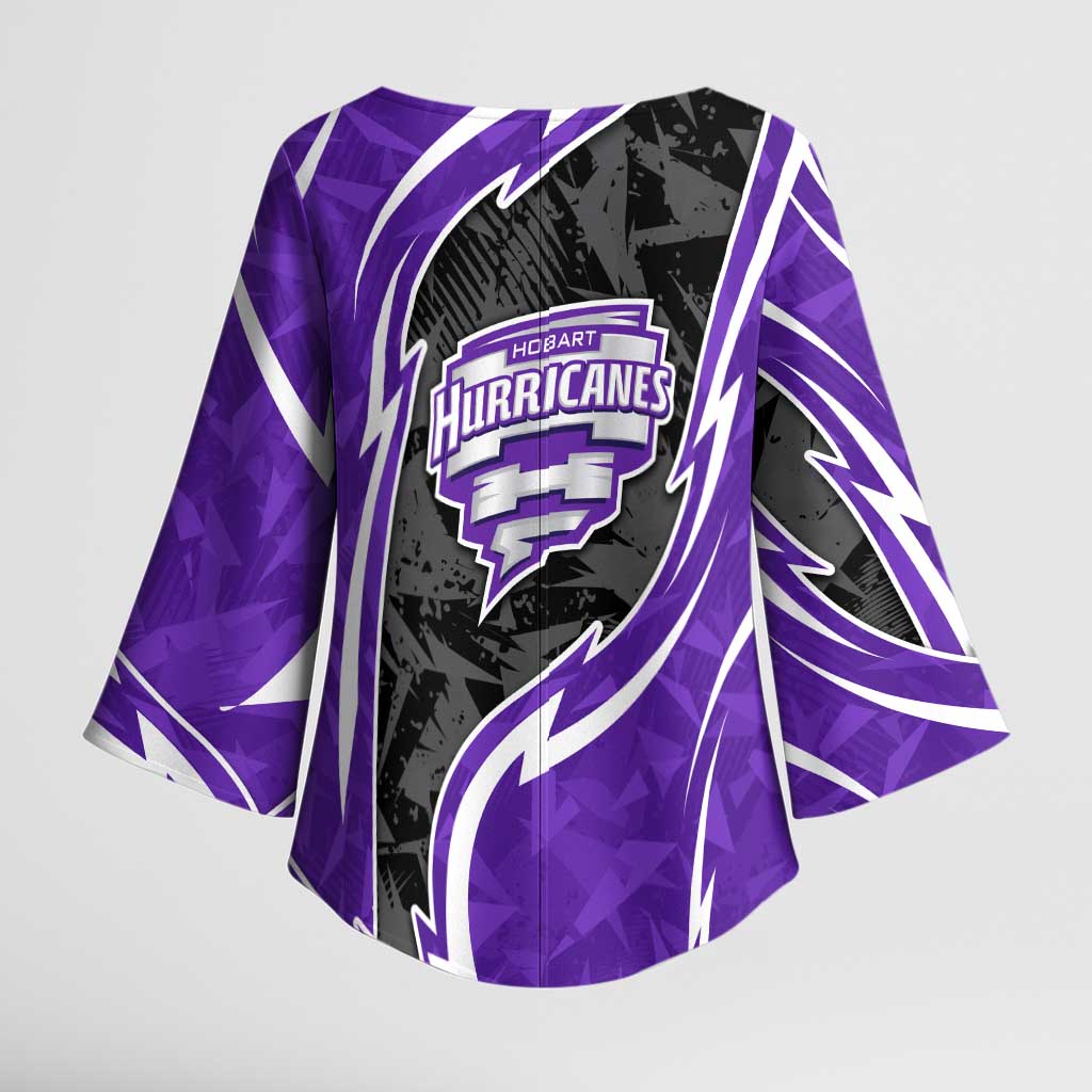 Hobart Hurricanes Kimono Sleeve Blouse Flaming Lightning Storm Geometric Sports Mascot Art