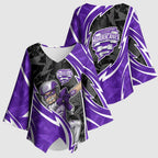 Hobart Hurricanes Kimono Sleeve Blouse Flaming Lightning Storm Geometric Sports Mascot Art
