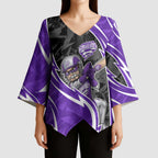 Hobart Hurricanes Kimono Sleeve Blouse Flaming Lightning Storm Geometric Sports Mascot Art