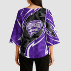 Hobart Hurricanes Kimono Sleeve Blouse Flaming Lightning Storm Geometric Sports Mascot Art