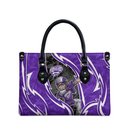Hobart Hurricanes Leather Bag Flaming Lightning Storm Geometric Sports Mascot Art