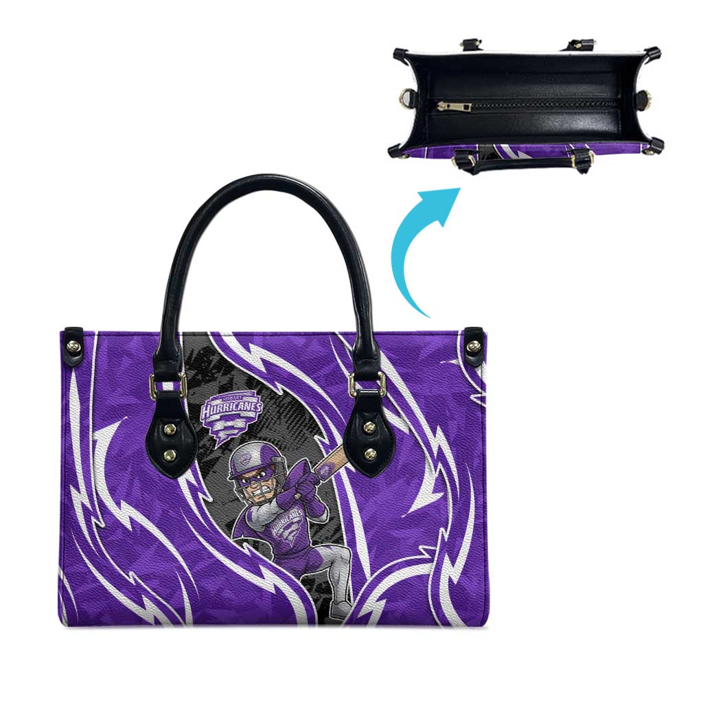 Hobart Hurricanes Leather Bag Flaming Lightning Storm Geometric Sports Mascot Art