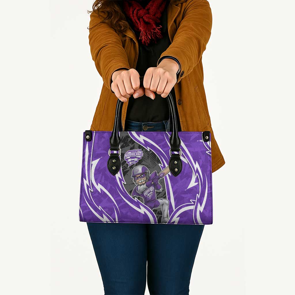 Hobart Hurricanes Leather Bag Flaming Lightning Storm Geometric Sports Mascot Art