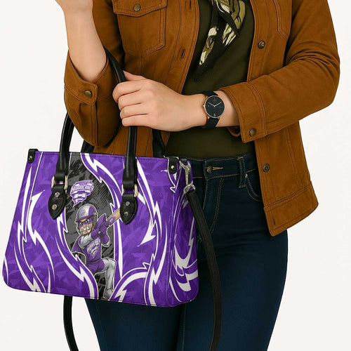 Hobart Hurricanes Leather Bag Flaming Lightning Storm Geometric Sports Mascot Art