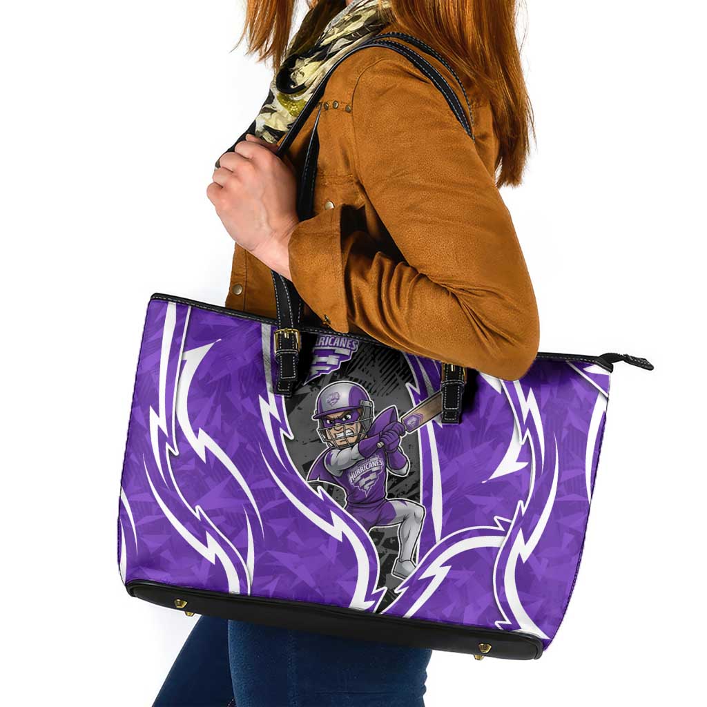 Hobart Hurricanes Leather Tote Bag Flaming Lightning Storm Geometric Sports Mascot Art