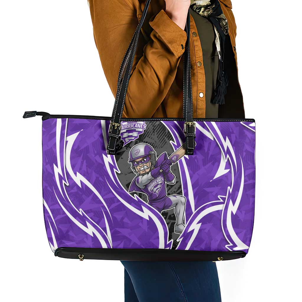 Hobart Hurricanes Leather Tote Bag Flaming Lightning Storm Geometric Sports Mascot Art