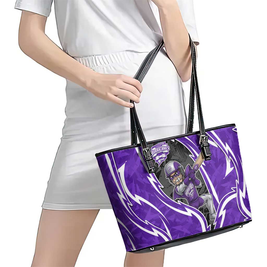 Hobart Hurricanes Leather Tote Bag Flaming Lightning Storm Geometric Sports Mascot Art