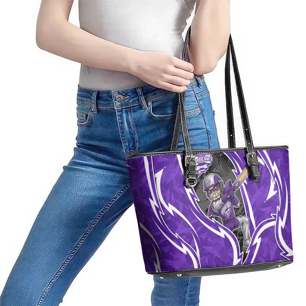 Hobart Hurricanes Leather Tote Bag Flaming Lightning Storm Geometric Sports Mascot Art