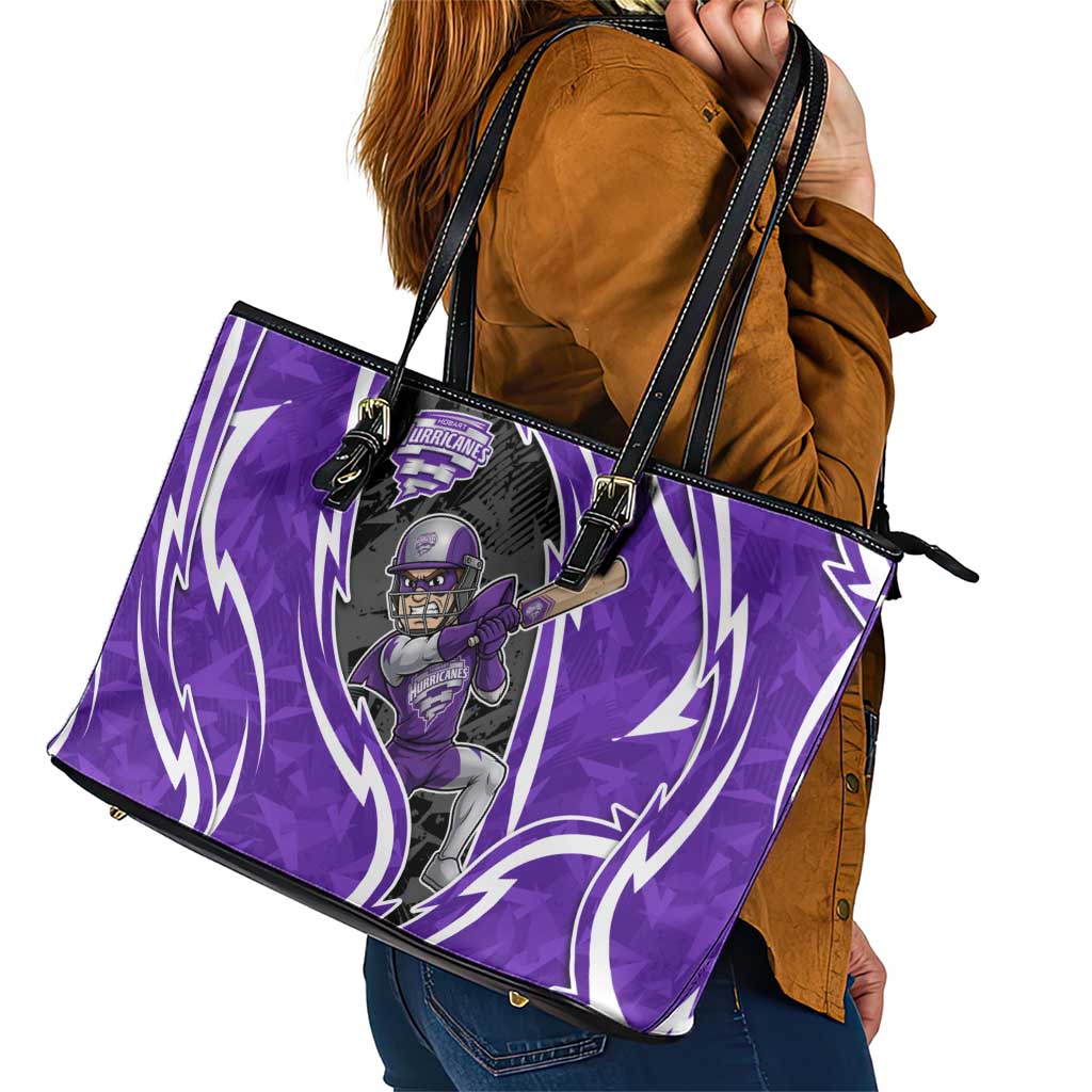 Hobart Hurricanes Leather Tote Bag Flaming Lightning Storm Geometric Sports Mascot Art