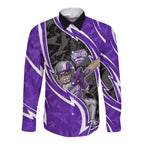 Hobart Hurricanes Long Sleeve Button Shirt Flaming Lightning Storm Geometric Sports Mascot Art