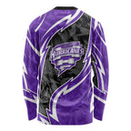 Hobart Hurricanes Long Sleeve Shirt Flaming Lightning Storm Geometric Sports Mascot Art
