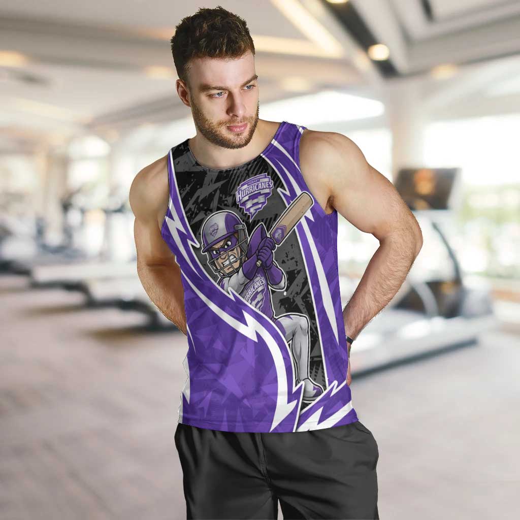 Hobart Hurricanes Men Tank Top Flaming Lightning Storm Geometric Sports Mascot Art