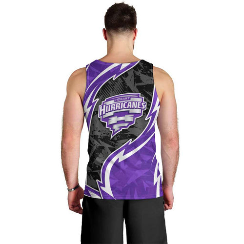 Hobart Hurricanes Men Tank Top Flaming Lightning Storm Geometric Sports Mascot Art