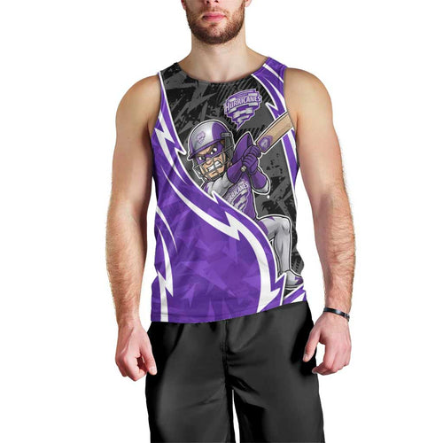 Hobart Hurricanes Men Tank Top Flaming Lightning Storm Geometric Sports Mascot Art