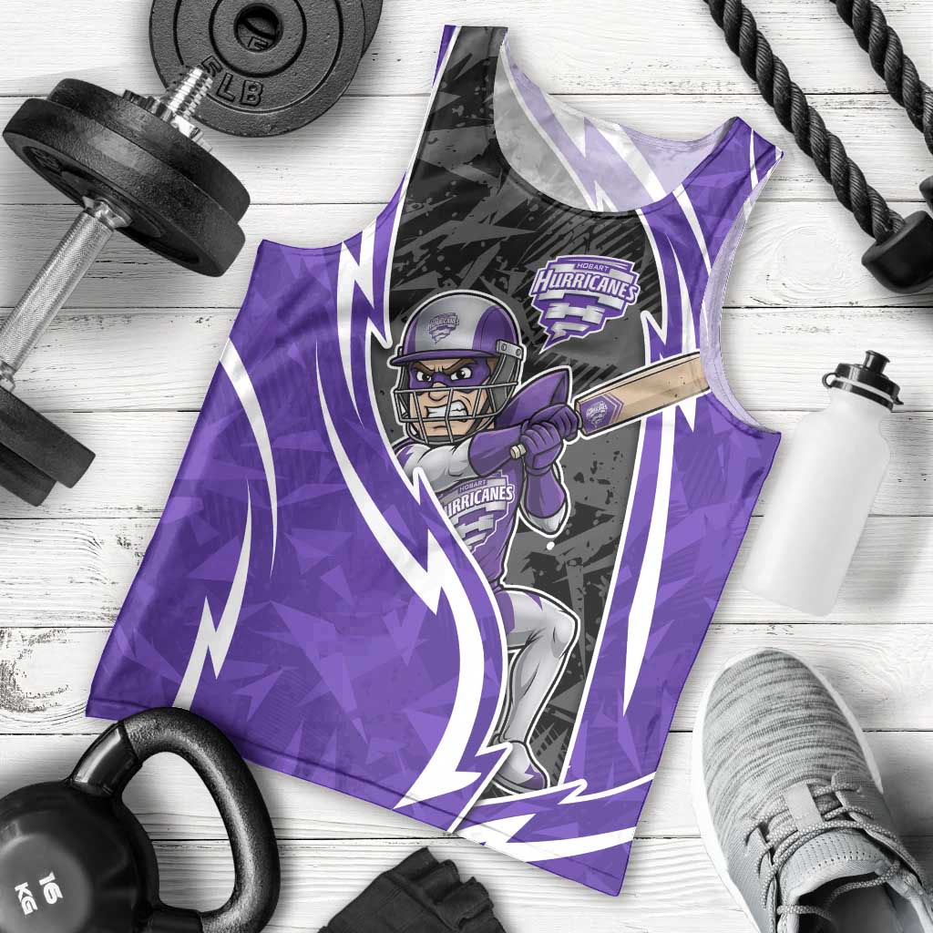 Hobart Hurricanes Men Tank Top Flaming Lightning Storm Geometric Sports Mascot Art