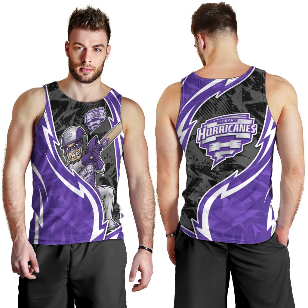 Hobart Hurricanes Men Tank Top Flaming Lightning Storm Geometric Sports Mascot Art
