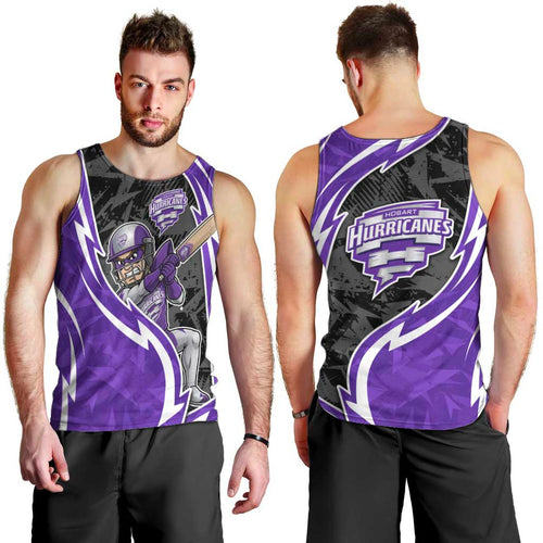 Hobart Hurricanes Men Tank Top Flaming Lightning Storm Geometric Sports Mascot Art