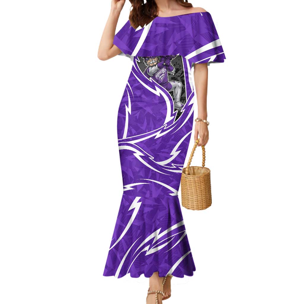 Hobart Hurricanes Mermaid Dress Flaming Lightning Storm Geometric Sports Mascot Art