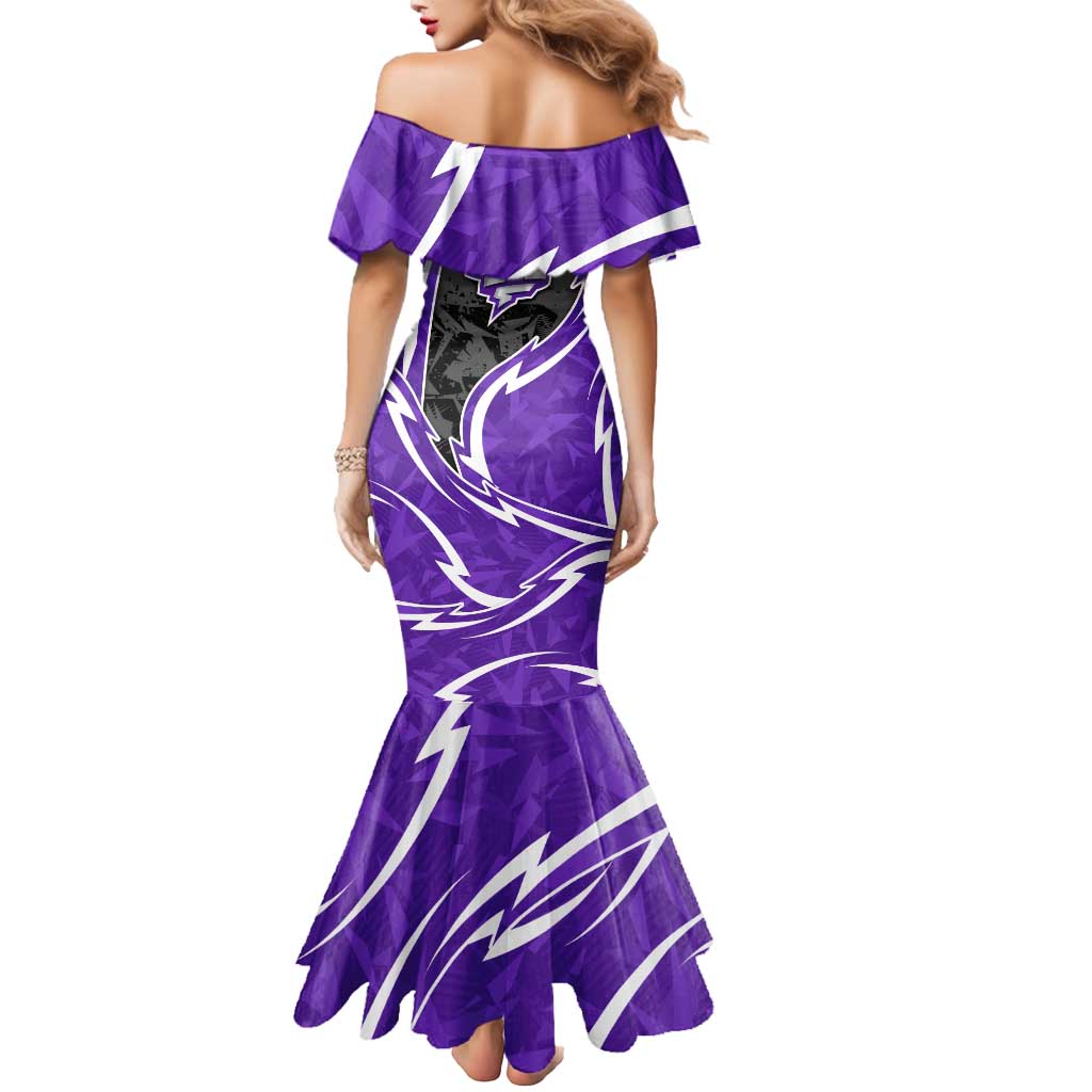 Hobart Hurricanes Mermaid Dress Flaming Lightning Storm Geometric Sports Mascot Art
