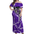 Hobart Hurricanes Off Shoulder Maxi Dress Flaming Lightning Storm Geometric Sports Mascot Art